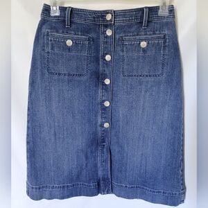 Talbot's A-Line Jean Skirt Size 6 Midi Blue Denim
